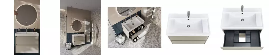 Мебель для ванной подвесная «Roca» Ona 80 бежево-серый матовый