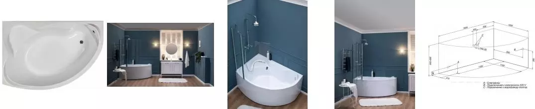 Ванна акриловая «Aquanet» Jamaica 160/100 с экраном с каркасом без сифона белая левая