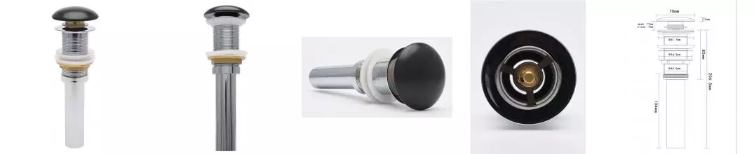 Донный клапан для раковины «AQUAme» AQM7002-0MB с механизмом Клик-Клак чёрный матовый Донный клапан для раковины «AQUAme» AQM7002-0MB с механизмом Клик-Клак чёрный матовый
