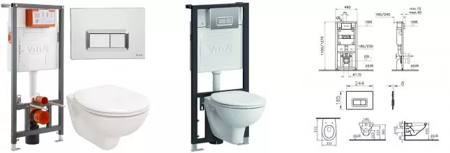 Комплект инсталляция с унитазом, крышкой и кнопкой смыва «Vitra» S40 L-box 9005B003-7211 белый Комплект инсталляция с унитазом, крышкой и кнопкой смыва «Vitra» S40 L-box 9005B003-7211 белый