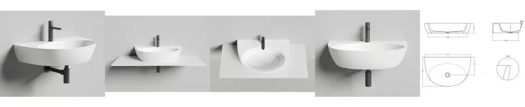 Раковина «Salini» Alda Wall 03 71/45 искусственный камень белая матовая