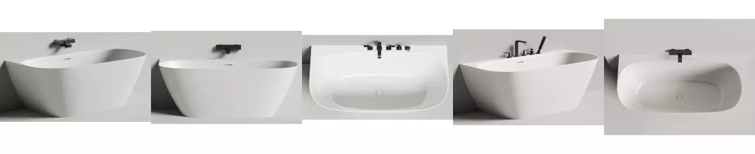 Ванна из литьевого мрамора «Salini» Sofia Wall 160/80 донный клапан Up&Down с сифоном белая глянцевая