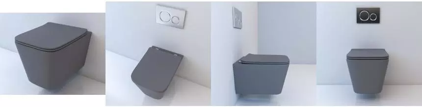 Подвесной унитаз безободковый «Esbano» Gartez ESUPGARTGM серый матовый с сиденьем дюропласт с микролифтом серое