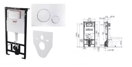 Инсталляция для унитаза с кнопкой «AlcaPlast» AM101/1120-4:1 RU M671-0001