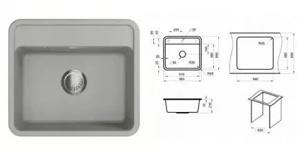 Мойка для кухни «Granula» Standart ST-5601 56/50 искусственный камень базальт