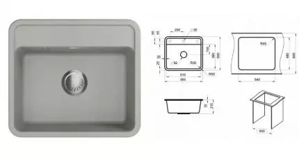Мойка для кухни «Granula» Standart ST-5601 56/50 искусственный камень базальт Мойка для кухни «Granula» Standart ST-5601 56/50 искусственный камень базальт