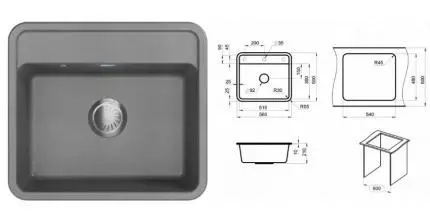 Мойка для кухни «Granula» Standart ST-5601 56/50 искусственный камень графит