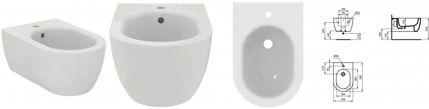 Подвесное биде «Ideal Standard» Blend Curve T375001 белое