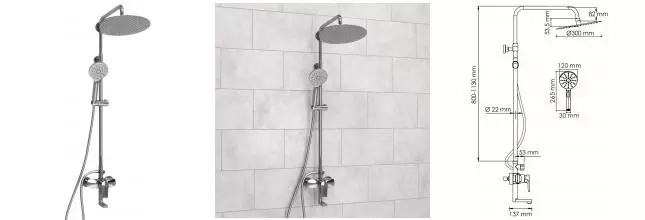 Душевая система «WasserKRAFT» A166.116.127.087.CH хром