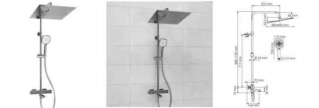 Душевая система «WasserKRAFT» A199.119.065.087.CH с термостатом хром Душевая система «WasserKRAFT» A199.119.065.087.CH с термостатом хром