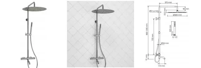 Душевая система «WasserKRAFT» A188.117.137.087.CH с термостатом хром