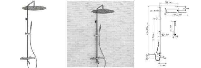 Душевая система «WasserKRAFT» A188.117.137.010.CH с термостатом хром