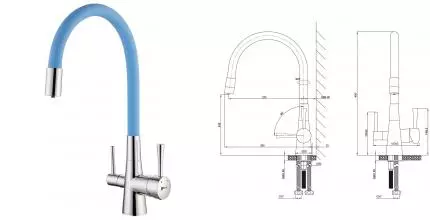 Смеситель для кухни с подключением к фильтру «Lemark» Expert LM3075C-SkyBlue хром/голубой