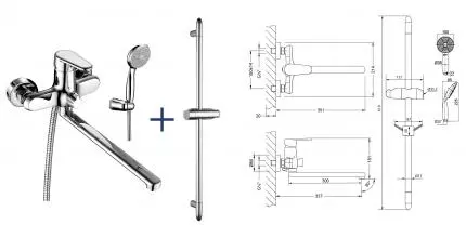 Смеситель для ванны «Lemark» Point LM0379C хром