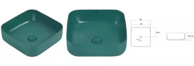 Раковина «Abber» Rechteck 38/38 фарфоровая темно-зеленая матовая