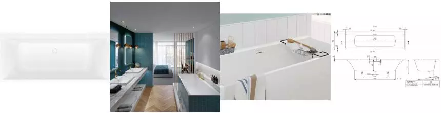 Ванна квариловая «Villeroy & Boch» Subway 170/75 с ножками с сифоном белая Ванна квариловая «Villeroy & Boch» Subway 170/75 с ножками с сифоном белая