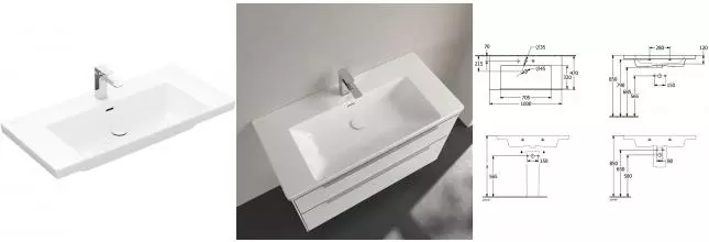 Раковина «Villeroy & Boch» Subway 3.0 100/47 4A70A501 фарфоровая альпийский белый Раковина «Villeroy & Boch» Subway 3.0 100/47 4A70A501 фарфоровая альпийский белый