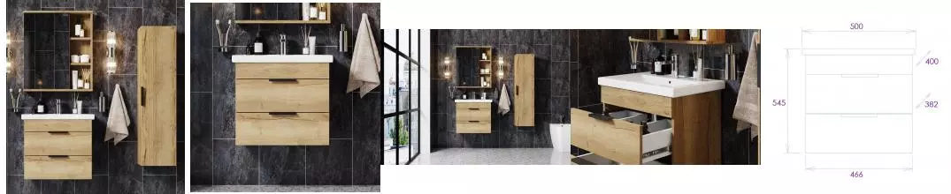 Мебель для ванной подвесная «Onika» Легран 50.13 дуб галифакс