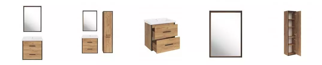 Мебель для ванной подвесная «ASB-Woodline» Монца 60 дуб золотой Мебель для ванной подвесная «ASB-Woodline» Монца 60 дуб золотой
