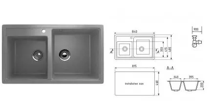 Мойка для кухни «Ulgran» U-200 84/48 искусственный камень графит