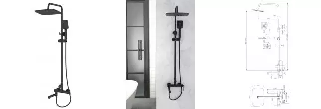 Душевая система «Belbagno» ACQUA-VSCM-NERO чёрная матовая Душевая система «Belbagno» ACQUA-VSCM-NERO чёрная матовая