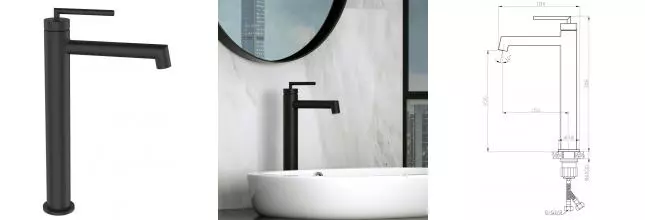 Смеситель для раковины «Belbagno» ACQUA-LMC-NERO чёрный матовый