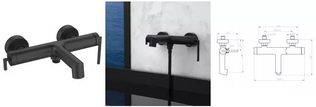 Смеситель для ванны «Belbagno» ACQUA-VASM-NERO чёрный матовый Смеситель для ванны «Belbagno» ACQUA-VASM-NERO чёрный матовый