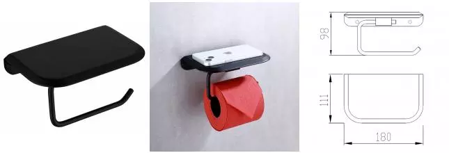 Держатель для туалетной бумаги «Abber» Nord AA1530B на стену чёрный матовый