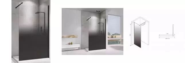 Душевая перегородка «Abber» Immer Offen AG69121BD 120/200 прозрачная-тонированная/чёрная универсальная Душевая перегородка «Abber» Immer Offen AG69121BD 120/200 прозрачная-тонированная/чёрная универсальная
