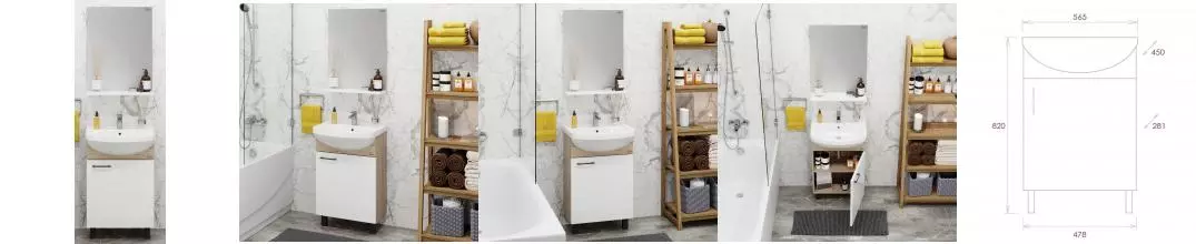 Мебель для ванной «Onika» Эко 52.10 белая/дуб сонома Black