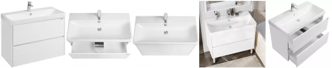 Мебель для ванной подвесная «Aquaton» Сканди 90 белый глянец/белый матовый