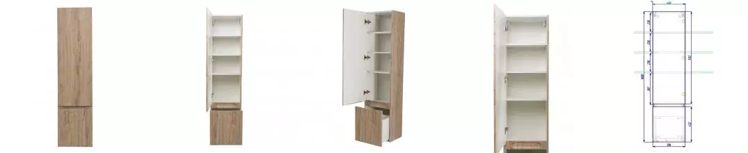 Пенал «Art&Max» Techno 40 подвесной Дуб мелфорд натуральный левый