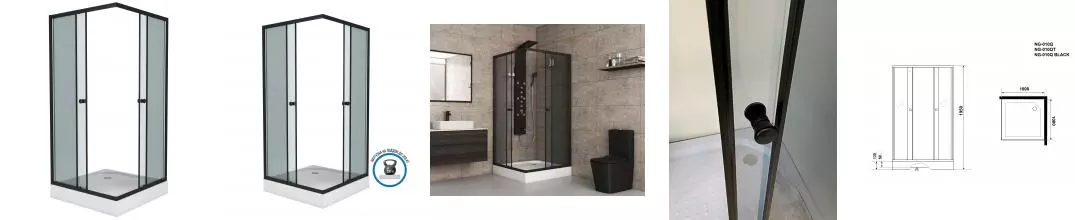 Душевой угол-ограждение «Niagara» NG-010-14QT 100/100 тонированный/чёрный с поддоном универсальный Душевой угол-ограждение «Niagara» NG-010-14QT 100/100 тонированный/чёрный с поддоном универсальный