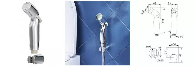 Ручная гигиеническая лейка «Damixa» Shower program 760550100 с держателем хром