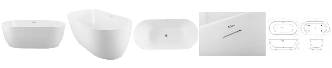 Ванна акриловая «Belbagno» BB413 170/80 с сифоном белая