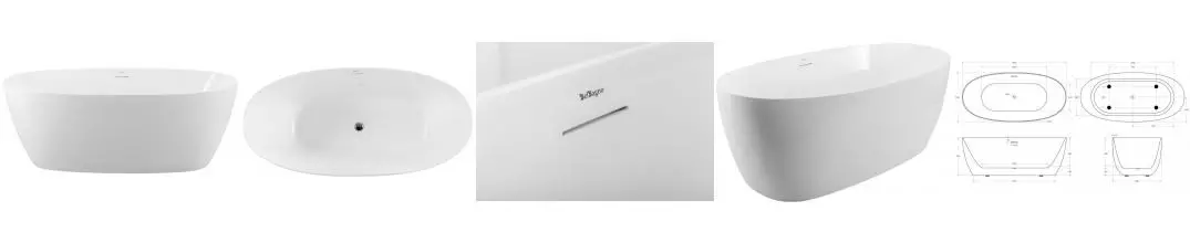 Ванна акриловая «Belbagno» BB414 170/80 с сифоном белая Ванна акриловая «Belbagno» BB414 170/80 с сифоном белая