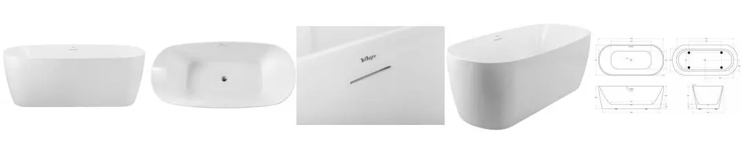 Ванна акриловая «Belbagno» BB415 170/80 с сифоном белая Ванна акриловая «Belbagno» BB415 170/80 с сифоном белая