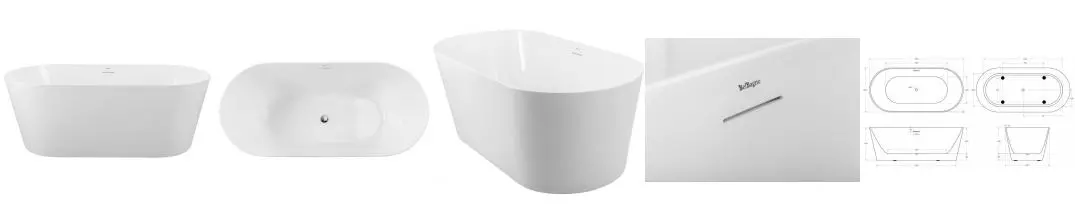 Ванна акриловая «Belbagno» BB416 170/80 с сифоном белая Ванна акриловая «Belbagno» BB416 170/80 с сифоном белая