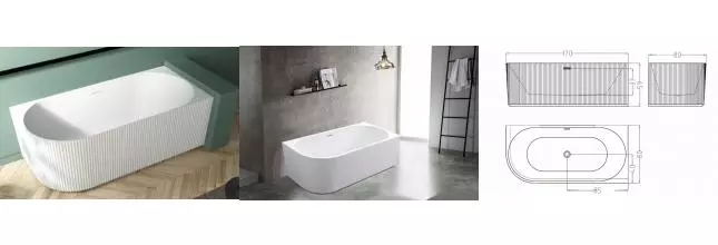 Ванна акриловая «Esbano» Bagama 170/80 с ножками с сифоном белая левая