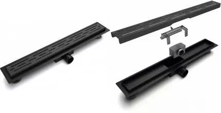 Душевой лоток «Esbano» Meta ESTRMETRAIN70MB боковой выпуск чёрный матовый 