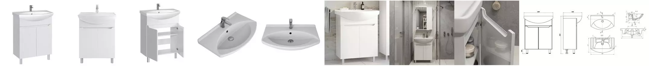 Тумба с раковиной «Sanstar» Bianco 65 New (Лагуна 65) белая Тумба с раковиной «Sanstar» Bianco 65 New (Лагуна 65) белая