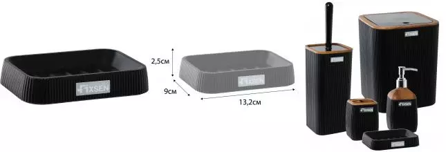 Мыльница «Fixsen» Black Wood FX-401-4 на стол чёрная