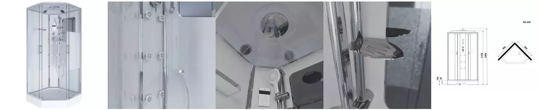 Душевая кабина «Niagara» NG-306-01 90/90 низкий поддон прозрачная с матовой полосой/белая с гидромассажем с электрикой