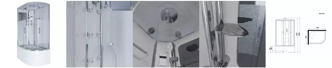 Душевая кабина «Niagara» NG-310-01L 120/80 высокий поддон прозрачная с матовой полосой/белая с гидромассажем с электрикой левая