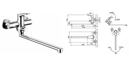 Смеситель для ванны «Bravat» Eler F6191238CP01LRUS хром