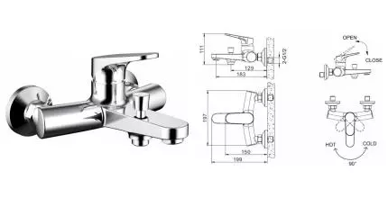 Смеситель для ванны «Bravat» Eler F6191238CP01RUS хром