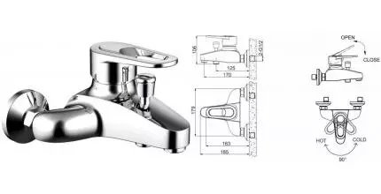Смеситель для ванны «Bravat» Loop F6124182CP01RUS хром