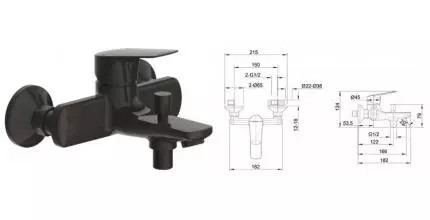 Смеситель для ванны «Bravat» Rhein F6429564BW01ENG чёрный