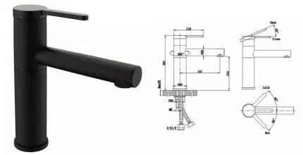 Смеситель для раковины «Bravat» Rhein F1410445BWRUS чёрный Смеситель для раковины «Bravat» Rhein F1410445BWRUS чёрный