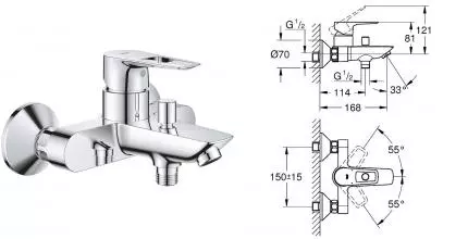 Смеситель для ванны «Grohe» BauLoop 23602001 хром Смеситель для ванны «Grohe» BauLoop 23602001 хром